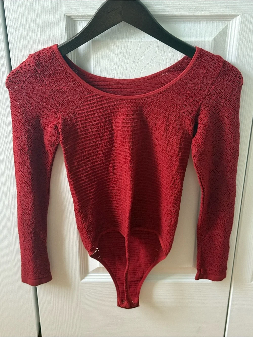 Free People So Many Likes Long Sleeve Bodysuit in Rosewood